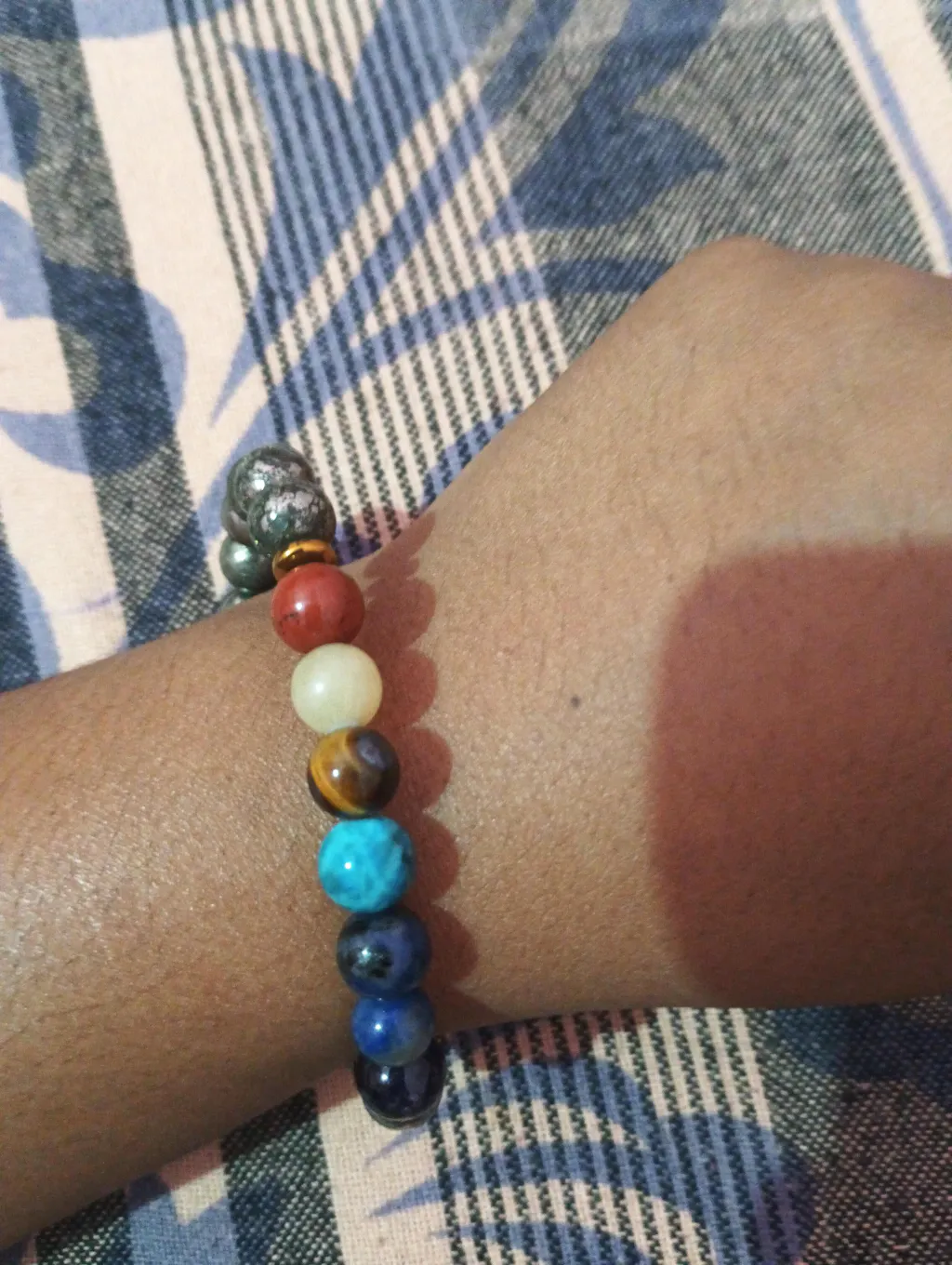 Money Magnet Pyrite 7 Chakra Natural Stone Bracelet