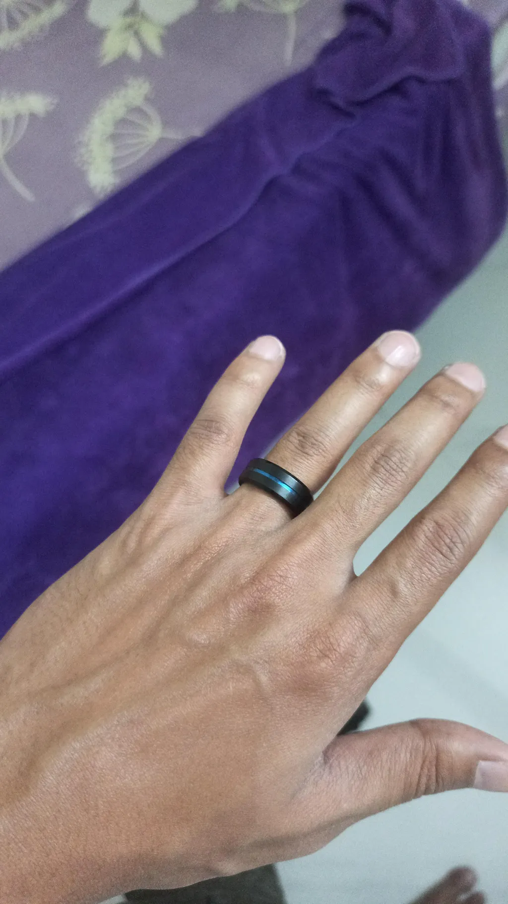 Blue Streak Tungsten Carbide Band Ring
