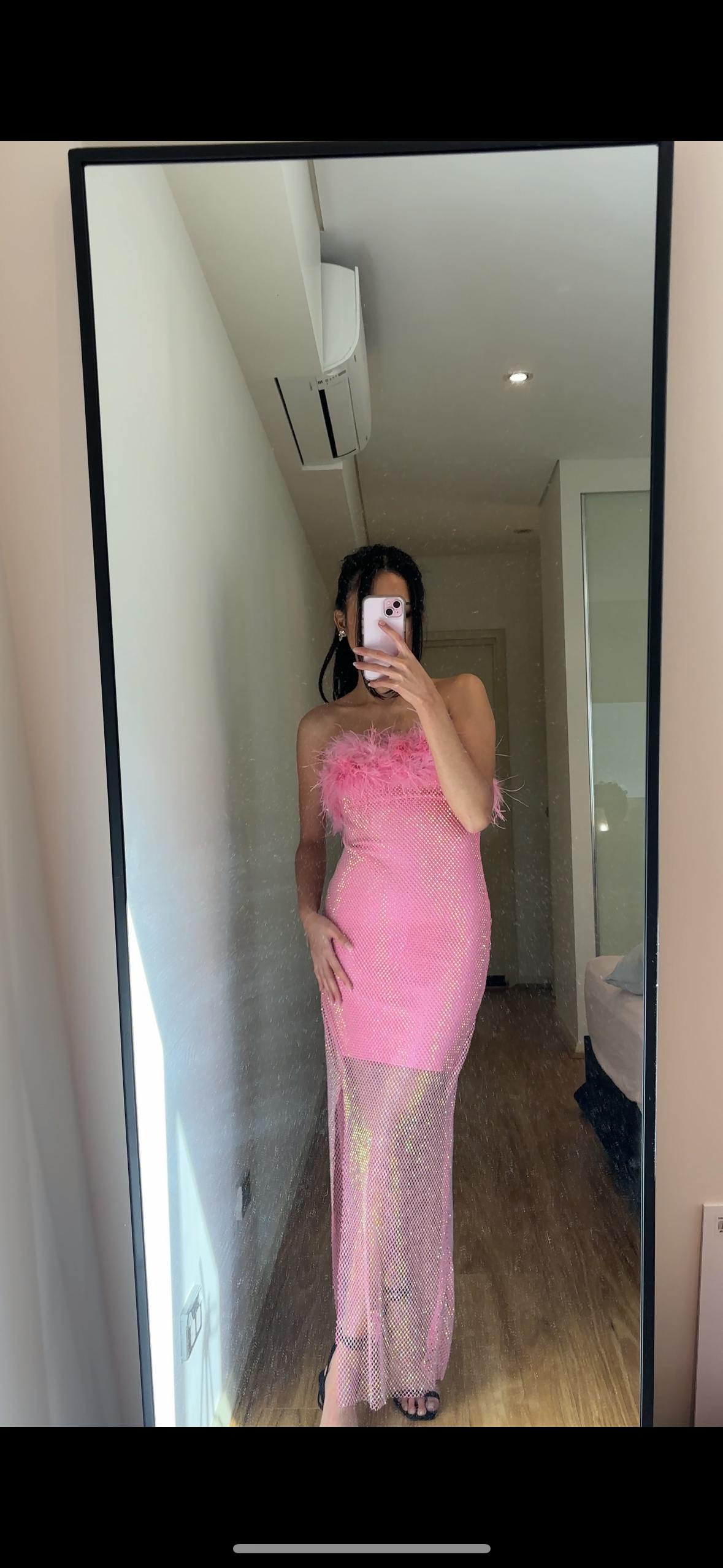 Barbie Mesh Rhinestone Maxi Bandage Dress In Hot Pink – Mew Mews Fashion