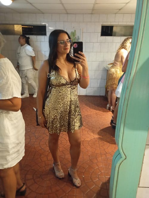 Vestido Corto de Fiesta Belén Lentejuelas Dorado