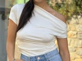 Basic Asymmetrical Ruched T-shirt