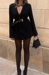 Button V-Neck Pocket Long Sleeve Mini Dress