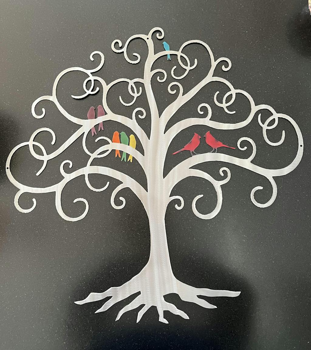 Curly Tree Of Life With Birds Metal Wall Art Michigan Metal Artwork