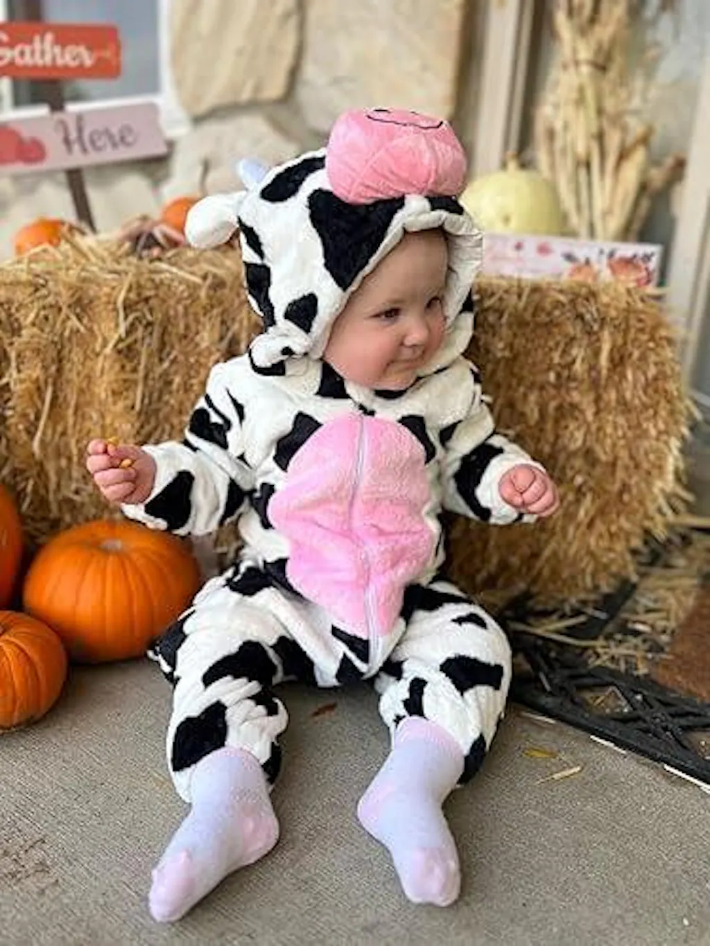 MICHLEY Baby Cow Costume | Flannel Hooded Animal Romper