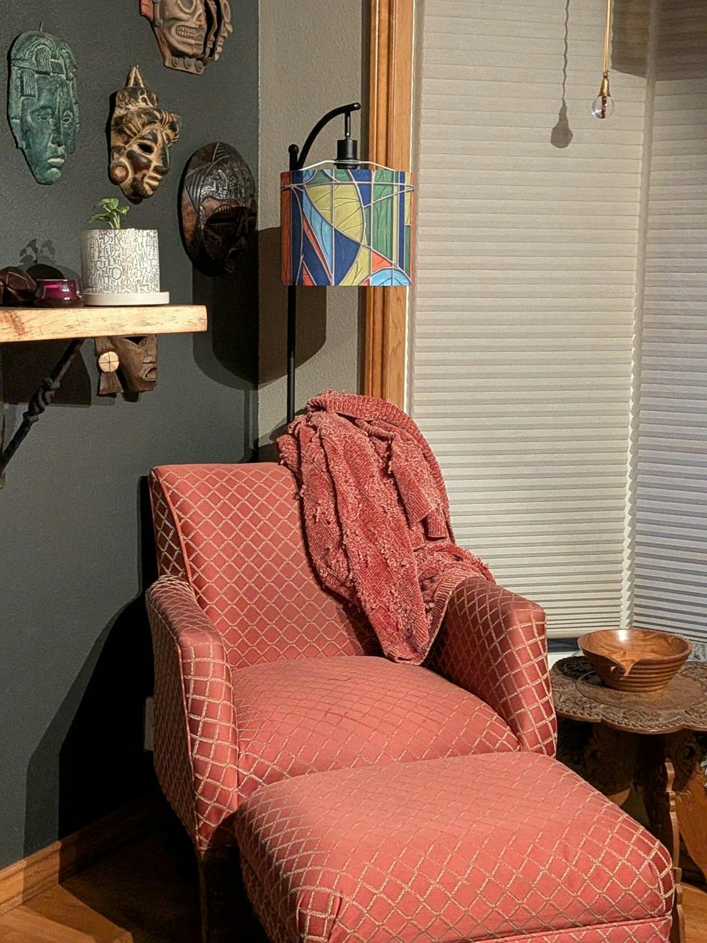 Mid Century Modern Arc Floor Lamp, Green Blue,Orange Purple Faux Glass Designed