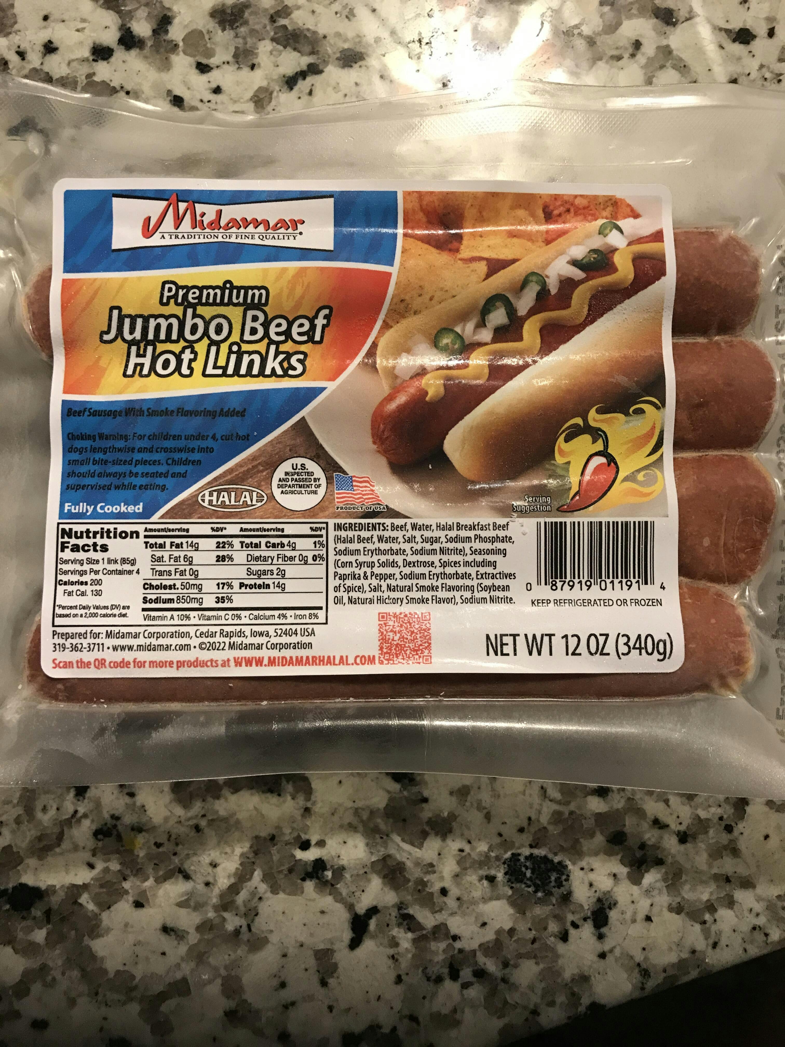 Halal Jumbo Beef Hot Link – Midamar Halal