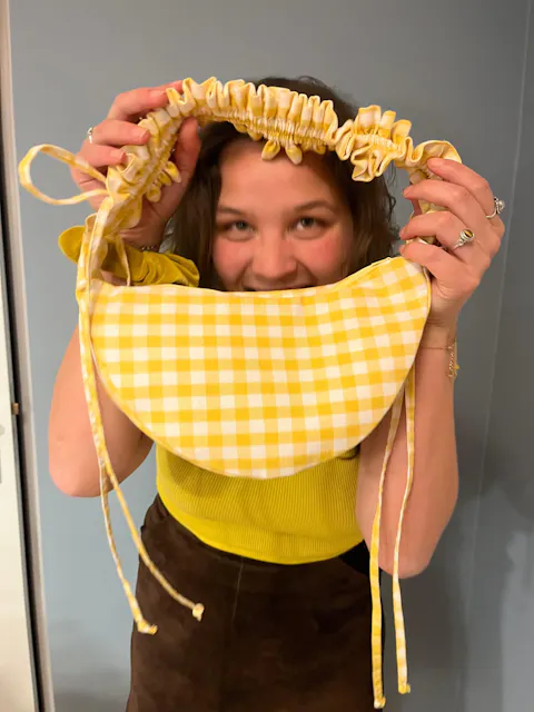 scrunchie bag butter yellow gingham