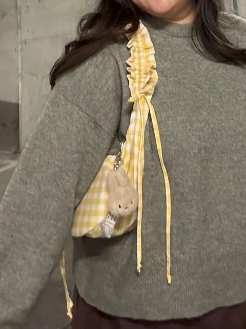 scrunchie bag butter yellow gingham