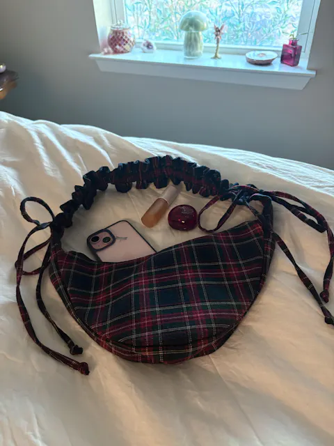 scrunchie bag tartan