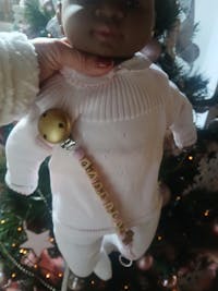 Cadenita de madera personalizada estrella dorada rosa