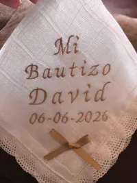 Gasa bautizo personalizada bordado nombre y fecha