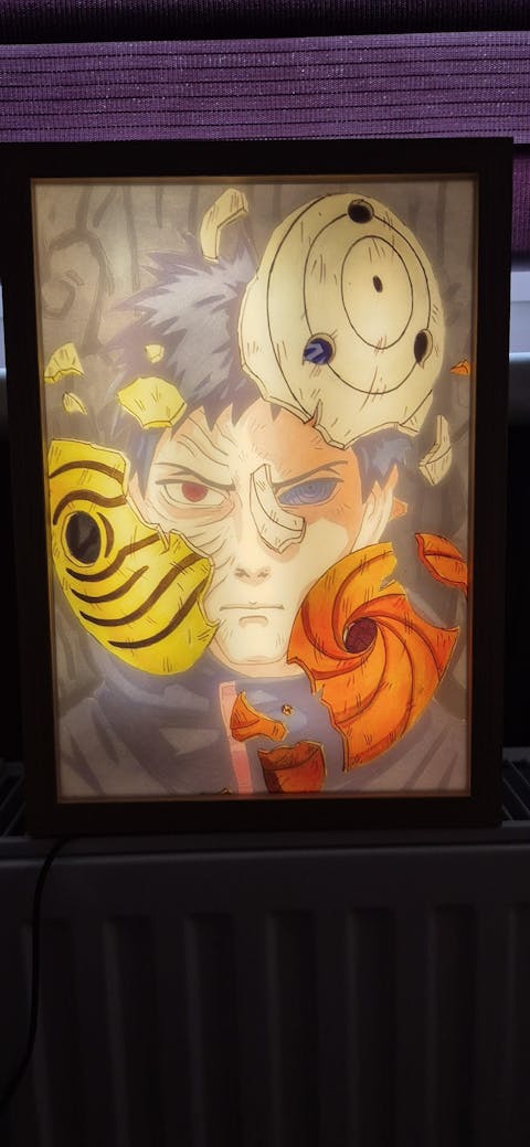 Naruto: Uchiha Obito LED Painting Lamp   - A4 Size