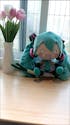 32cm Blue Hatsune Miku Holding Green Onion Sitting Doll Plush