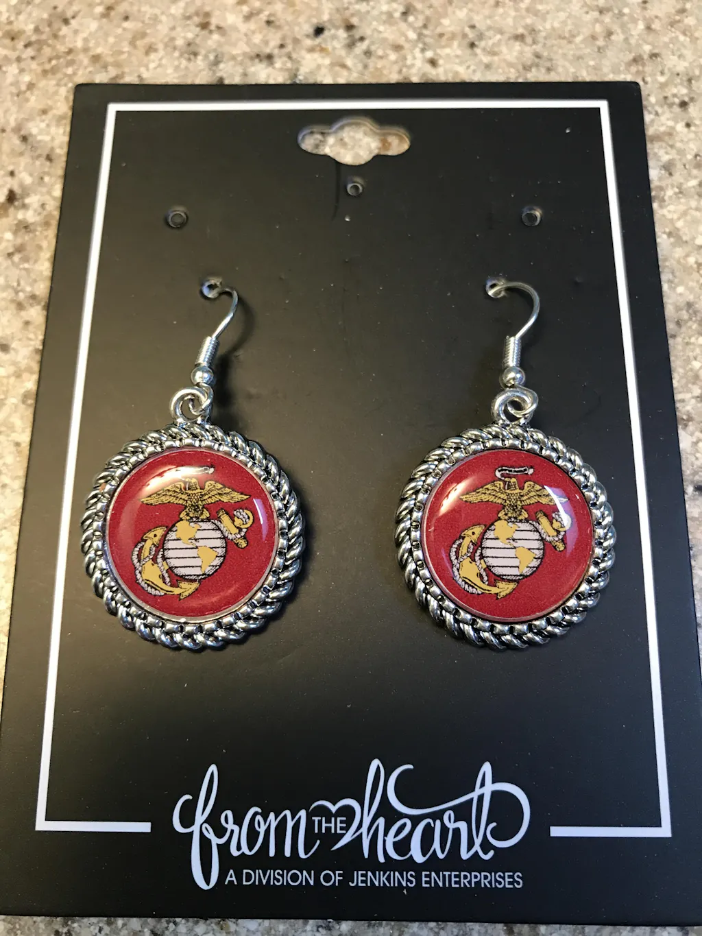 Marines Logo Rope Edge Earrings Military Republic