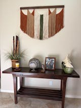 The Calm - Curved Macrame Wall Hanging in Sage Green & Cream V90