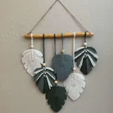 Macrame Leaf Wall Hanging Macrame Wood Decor Rustic Wall Decor and Macrame Wall Art L49