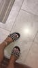 Tiana Caged Silver Round Stud Detail Open Toe Flat Slider In Black