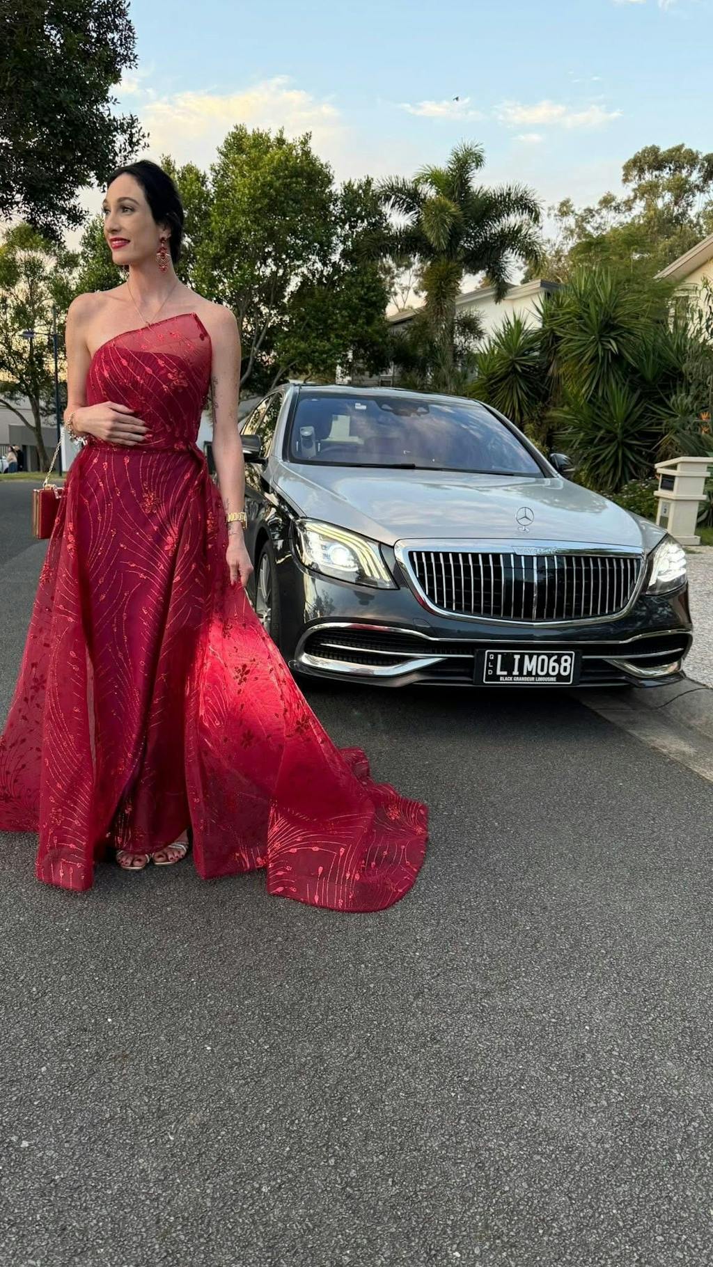 Juliette Strapless Glitter Gown - Wine