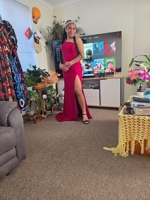 Carmela Glitter Gown - Ruby