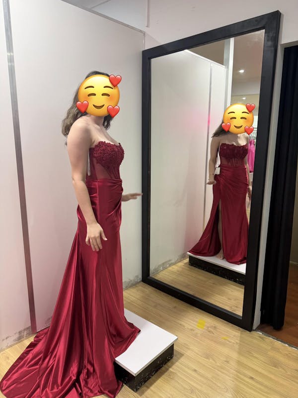 Madeline Corset Satin Gown - Ruby