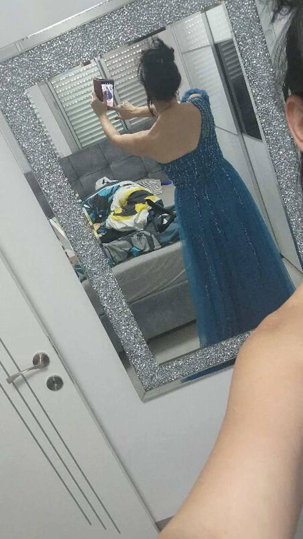 One Shoulder Column Prom Dress with Slit