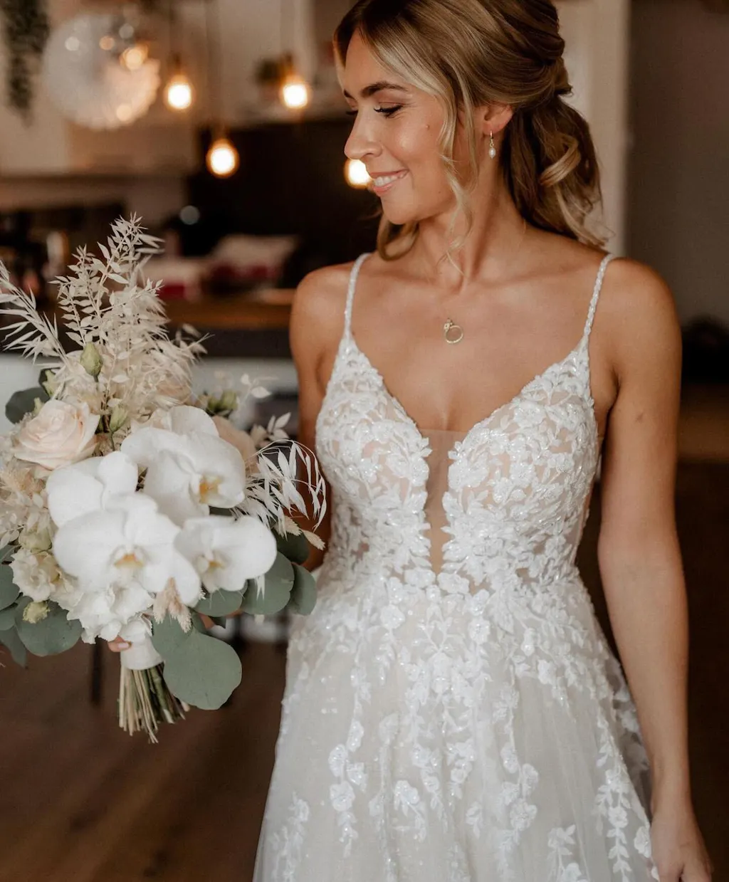A-Line Spaghetti Straps Long Wedding Dress main image 1