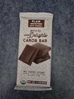 Missy J's Organic Carob Dark Delights Unsweetened Plain Candy Bar- 2, 6, 12pk
