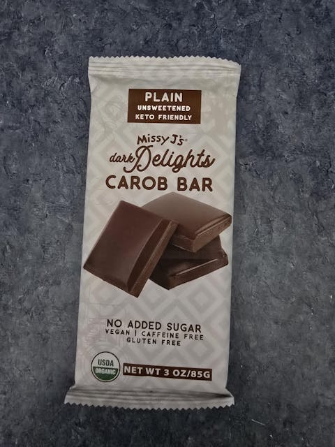Missy J's Organic Carob Dark Delights Unsweetened Plain Candy Bar- 2, 6, 12pk
