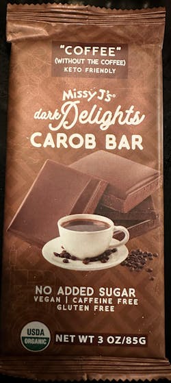 Missy J's Organic Carob Dark Delights Unsweetened Coffee Candy Bar- 2, 6, 12pk