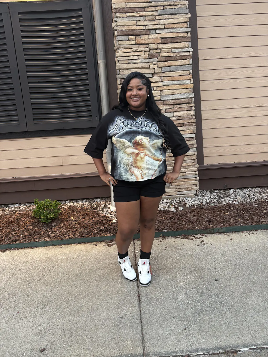 Rhinestone Border Shrunken Tee