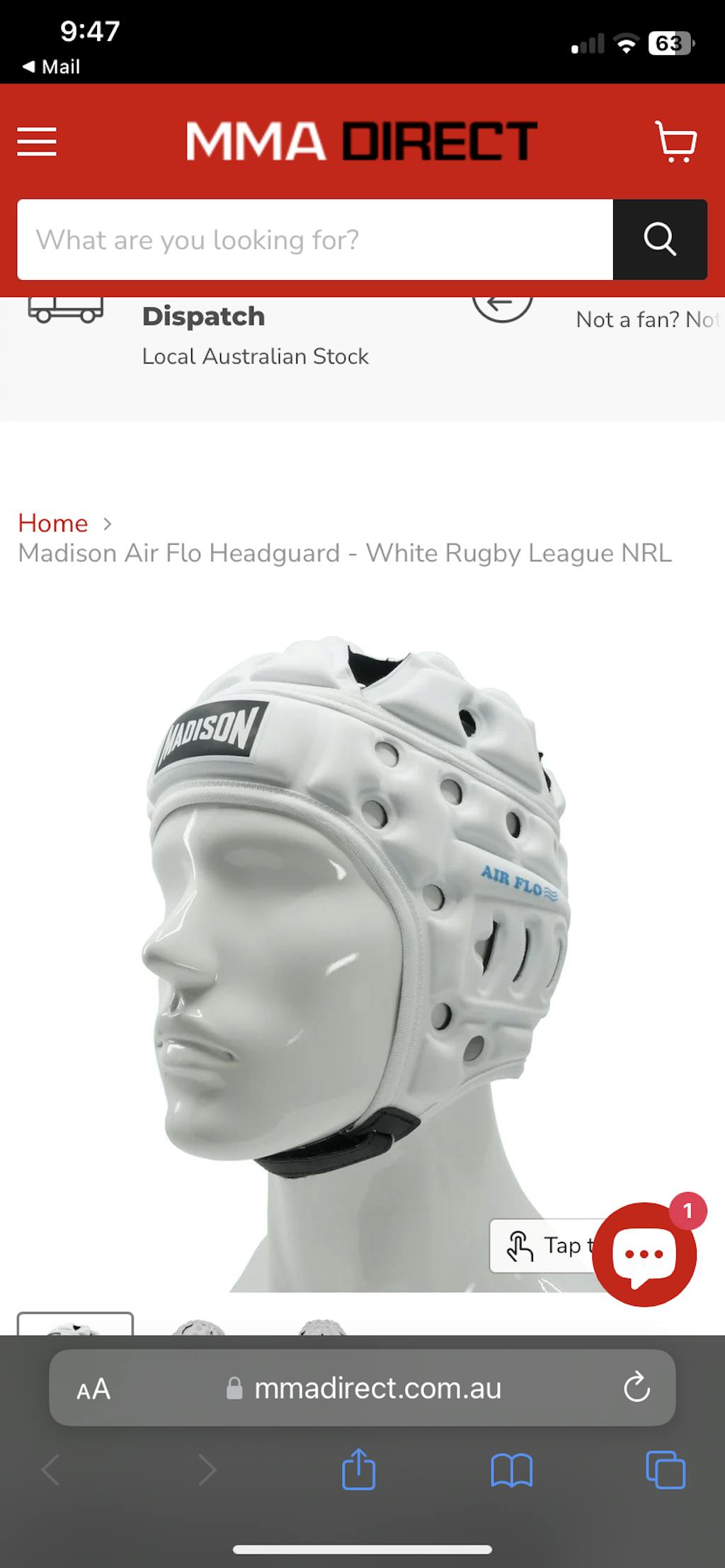 Madison Air Flo Headguard White Rugby League NRL