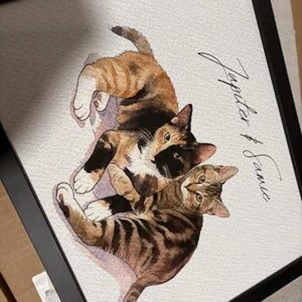 Custom Watercolor Pet Portrait - Pet Photo + Name