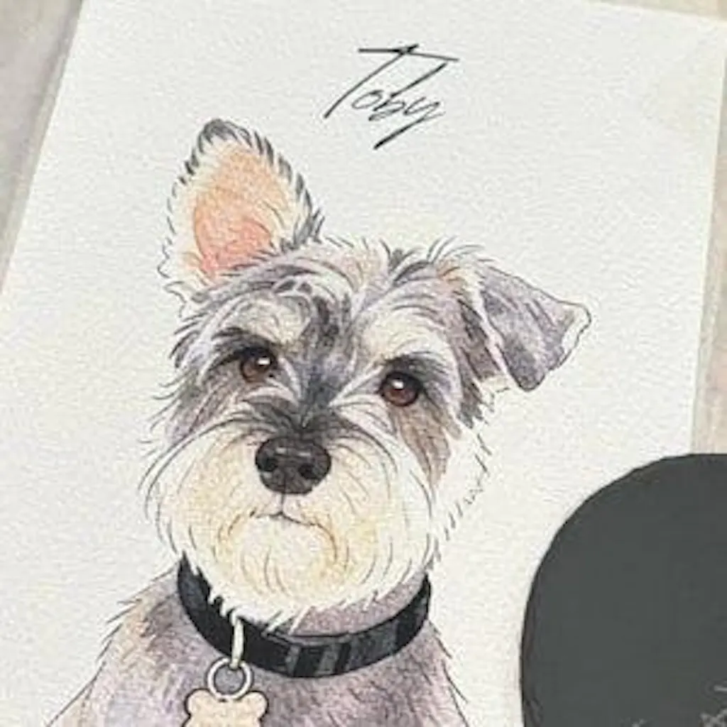 Custom Watercolor Pet Portrait - Pet Photo + Name