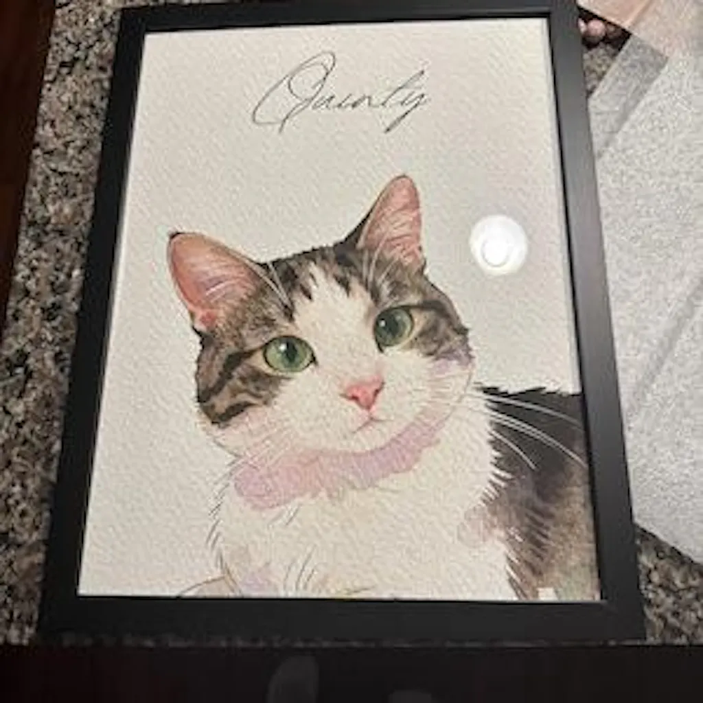 Custom Watercolor Pet Portrait - Pet Photo + Name