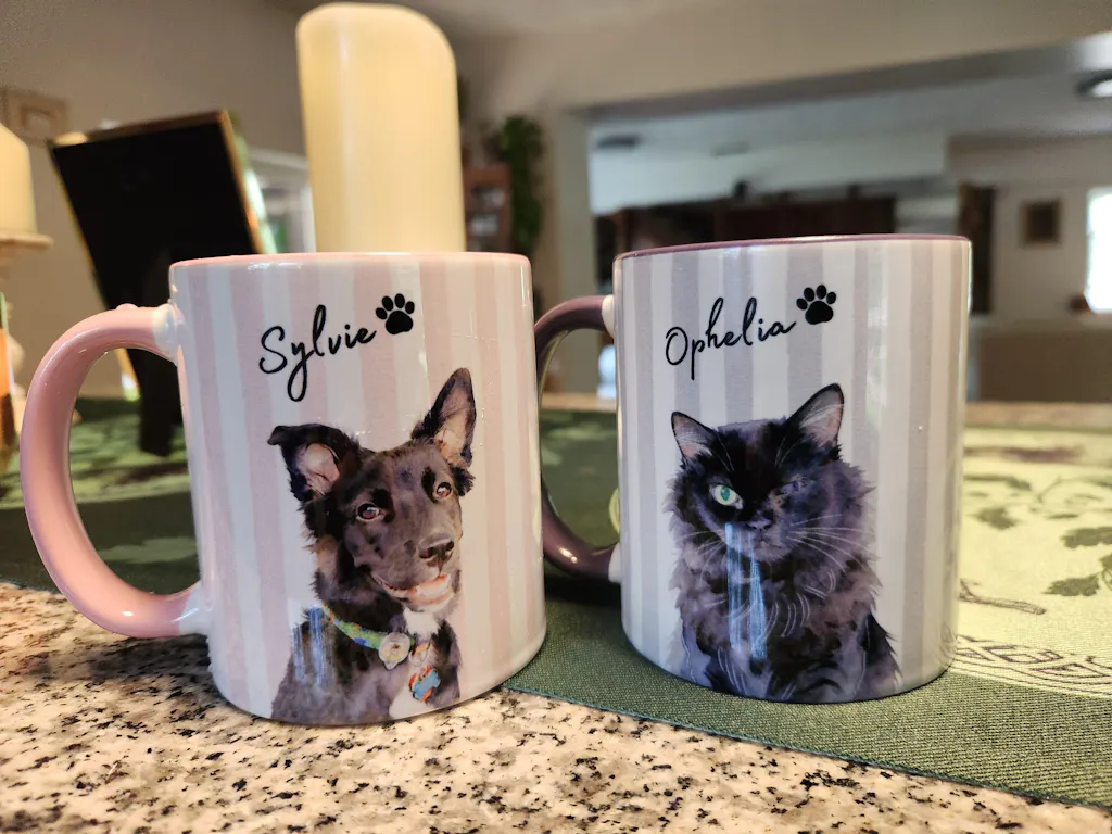 Custom Pet Watercolor Stripe Mug - Pet Photo + Name