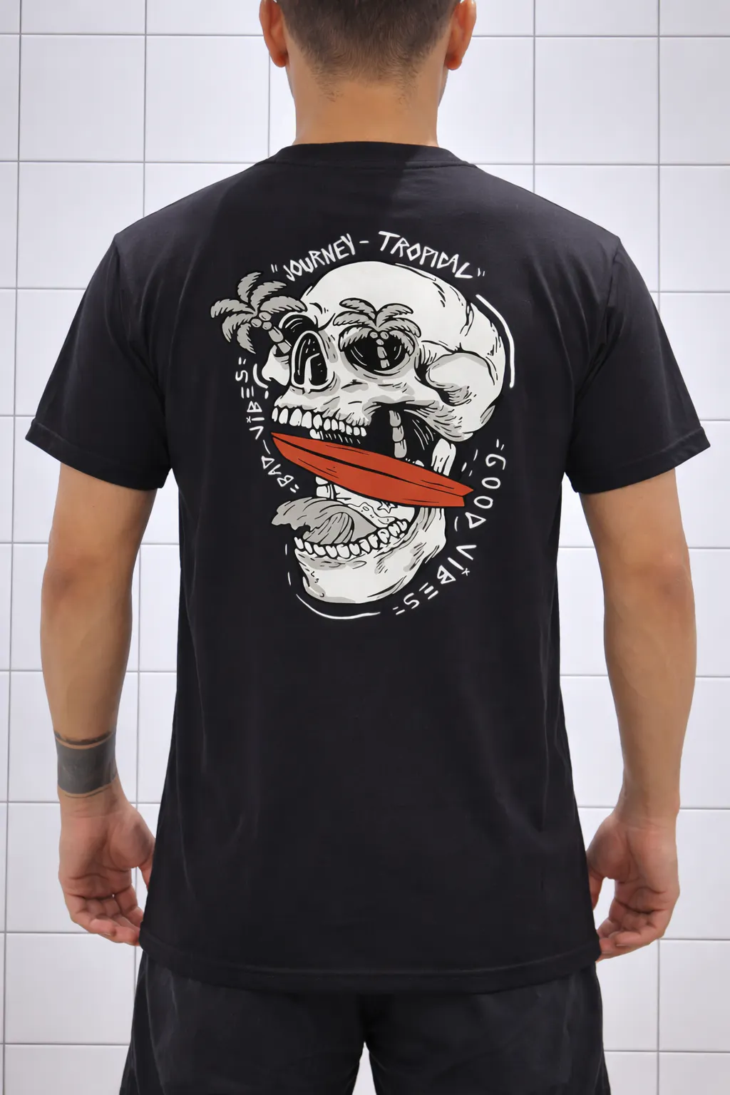Tropical Skull Surf Vibes Graphic Tee