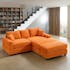 Modern 2pcs Corduroy Sectional Couch, Soft Stretch Slipcovers w/2pcs Pillows-Orange