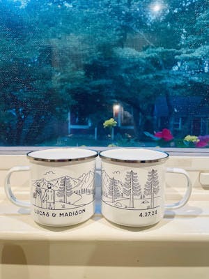 Mountain Bride & Groom Enamel Mug - Couple 1