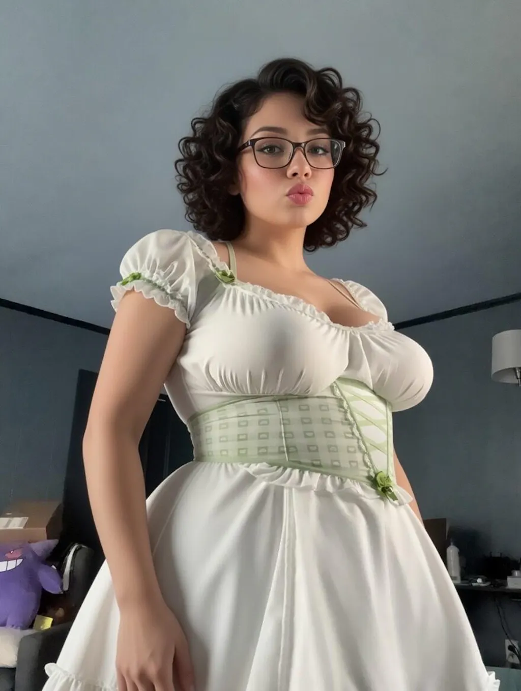 Cottage Maiden Checkered Ruffle Dress