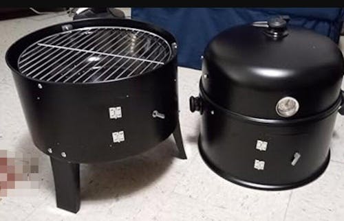 Fumoir à charbon vertical portable 3-en-1 amovible Grill BBQ