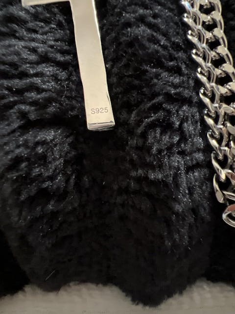 Textured S925 Sterling Silver Cross Necklace for Men