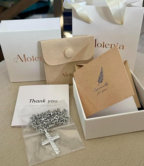 Hammered 925 Sterling Silver Cross Necklace for Men-White Gold