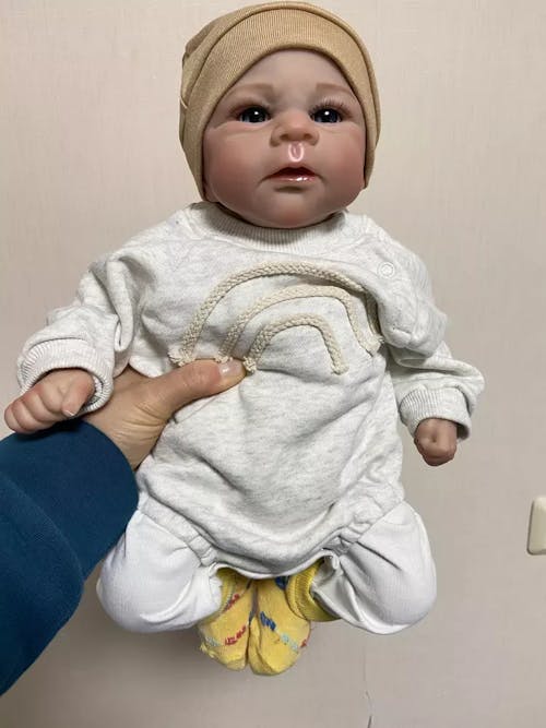 19 Inches Open Eyes Soft Body Reborn Baby In Gray Clothes-Elijah