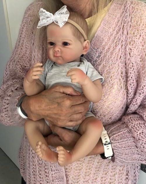 18 Inches Yvette Open Eyes Reborn Baby Girls In Gray Clothes-Bettie