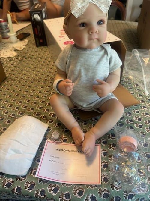 18 Inches Yvette Open Eyes Reborn Baby Girls In Gray Clothes-Bettie