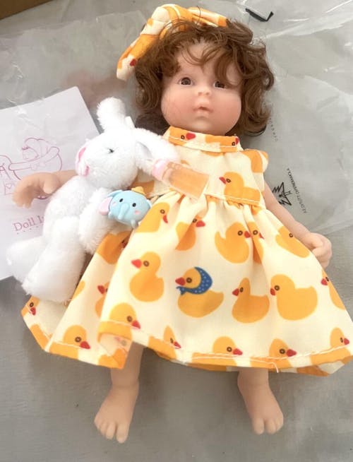 6 inches Open Eyes Short Hair Mini Full Silicone Reborn Doll Girl
