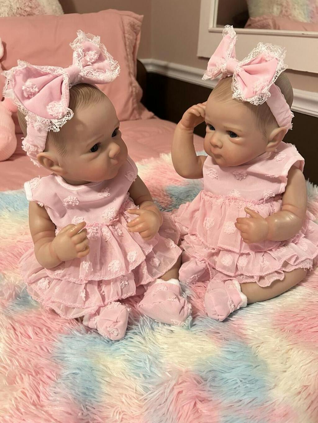 45cm Open Eyes Reborn Doll Twin Sisters In Dress-Bettie