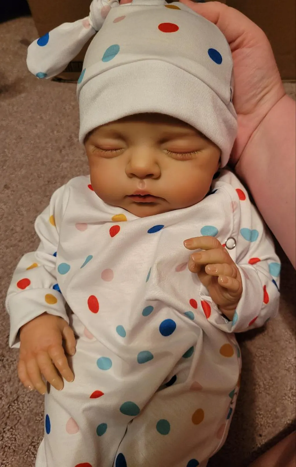 19 inches 3D-Paint Sleeping Irys Reborn Doll in Polk Dot Clothes