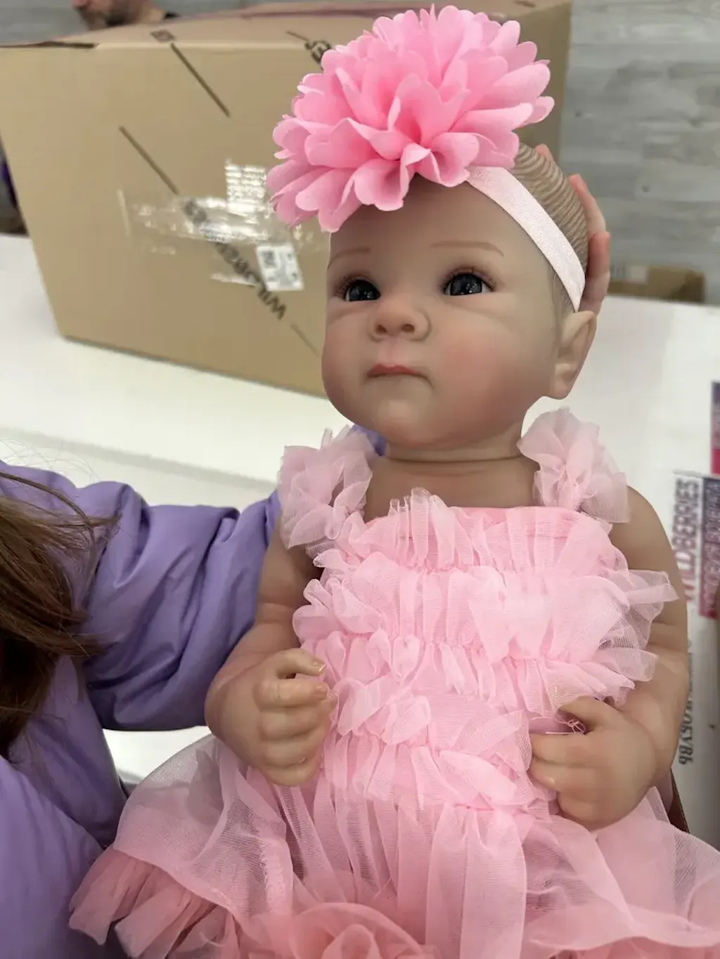 18 Inches Cute Open Eyes Bettie Reborn Dolls Girl In Pink Dress