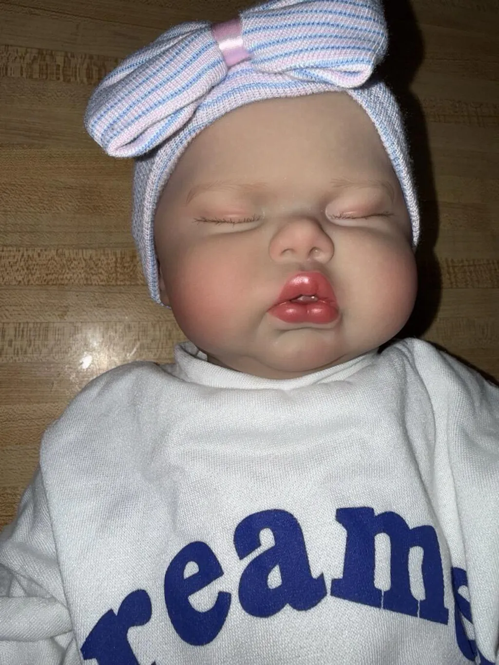 50cm Soft Cloth Body Sleeping Pickle Reborn Doll In Letter Print Onesies